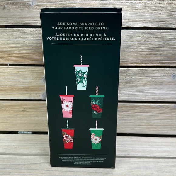 Starbucks 2022 Holiday Winter Reusable 24 oz. Cold Cups 5 pack w/ Straws - Picture 4 of 6